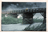 Evening Rain at Imai Bridge by Kawase Hasui