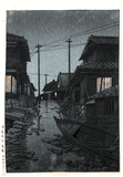 Evening Rain at Kawarago by Kawase Hasui 1st Ed.