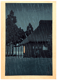 Evening Rain at the lakeside Tearoom by Kawase Hasui 1st Ed.