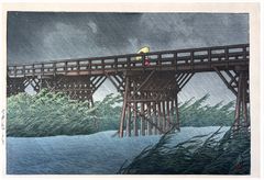 Evening Shower at Imai Bridge by Kawase Hasui