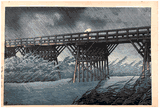 Evening Shower at Imai Bridge by Kawase Hasui
