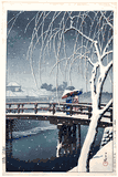 Evening Snow at Edogawa by Kawase Hasui 1st Ed.