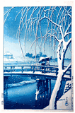 Evening Snow at Edogawa by Kawase Hasui 1st Ed.