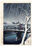 Evening Snow at Edogawa by Kawase Hasui