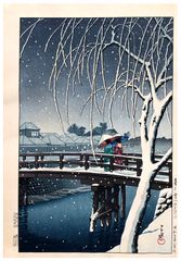 Evening Snow at Edogawa by Kawase Hasui