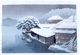 Evening Snow at Ishinomaki by Kawase Hasui