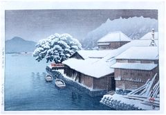 Evening Snow at Ishinomaki by Kawase Hasui