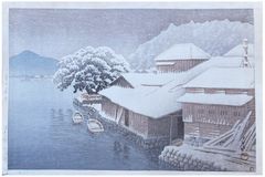 Evening Snow at Ishinomaki by Kawase Hasui