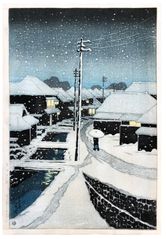 Evening Snow at Terashima Village by Kawase Hasui Pre Earthquake