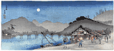 Evening Village and Bridge by Takahashi Shotei Pre Earthquake