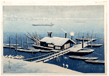 Ferry in Snow at Akabane by Takashi Ito 