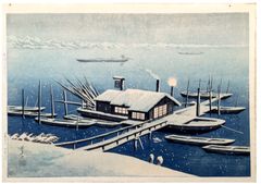 Ferry in Snow at Akabane by Takashi Ito 