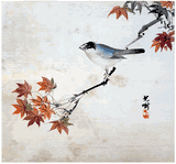 Finch on a Maple Branch by Lijima Koga