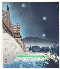 Fireflies at Uji River by Tomichikiro Tokuriki