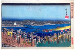 Fireworks at Ryogoku Bridge by Ando Hiroshige 