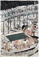 Fireworks at Ryogoku Bridge by Utamaro