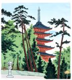 Five Story Pagoda of Daigo by Tomichiro Tokuriki