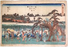 Flowering Wisteria  of Kameido Tenmang� Shrine by Ando Hiroshige