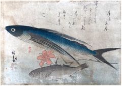 Flying Fish Ishimochi and Lily by Ando Hiroshige