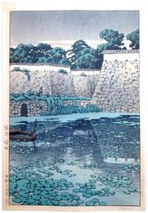 Fukuoka Castle by Kawase Hasui "C" Seal 