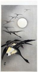 Geese and the Moon by Ohara Koson