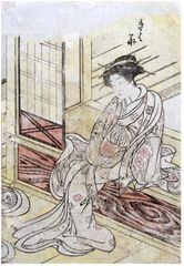 Geisha Sitting by Isoda Koryusai 