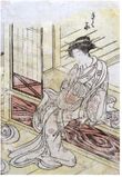 Geisha Sitting by Isoda Koryusai 
