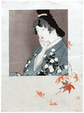 Girl and Maple Leaves by Hanko Kajita