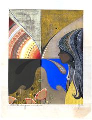 Butterfly, Girl and Flowers by Tadashi Nakayama