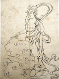 Goddess Kannon Casting a Spell by Hokusai Hanshita-e