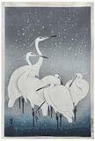 Group of Egrets in Snow by Ohara Koson Pre WWII
