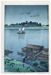 Arakawa River in May Rain by Kawase Hasui