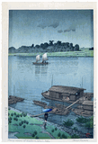 Arakawa River in May Rain by Kawase Hasui