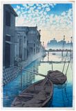 Morning on the Daikon Wharf by Kawase Hasui 1st Ed.