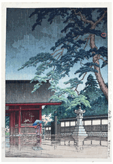 Spring Rain at Gokoku-ji Temple by Kawase Hasui
