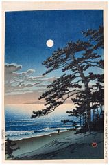 Spring Moon at Ninomiya Beach by Kawase Hasui
