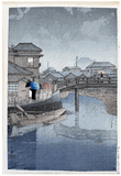 Rain at Shinagawa by Kawase Hasui 
