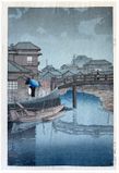 Rain at Shinagawa by Kawase Hasui