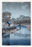 Rain at Shinagawa by Kawase Hasui