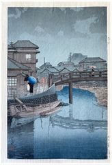 Rain at Shinagawa by Kawase Hasui