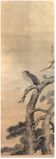 Hawk on Tree Branch Scroll by Hiroshige