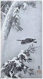 Heron on a Snow-covered Pine Branch by Ohara Koson