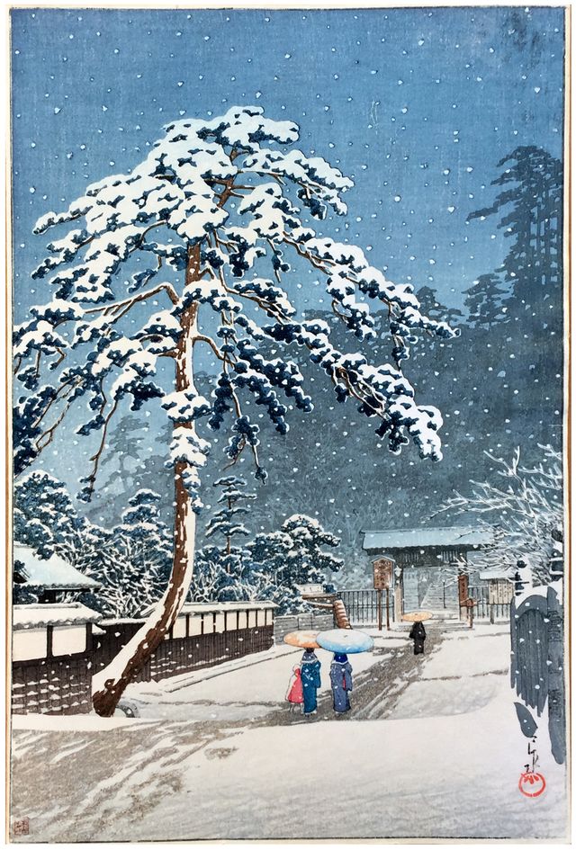 Honmon-ji Temple in Ikegami Kawase Hasui | Woodblock Prints