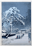 Honmonji Temple in Snow by Kawase Hasui