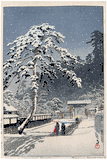 Honmonji Temple in Snow by Kawase Hasui