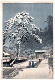 Honmonji Temple in Snow by Kawase Hasui 1st Ed.