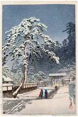 Honmonji Temple in Snow by Kawase Hasui