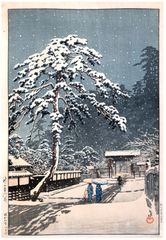 Honmonji Temple in Snow by Kawase Hasui 1st Ed.