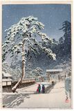 Honmonji Temple in Snow by Kawase Hasui