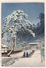 Honmonji Temple in Snow by Kawase Hasui